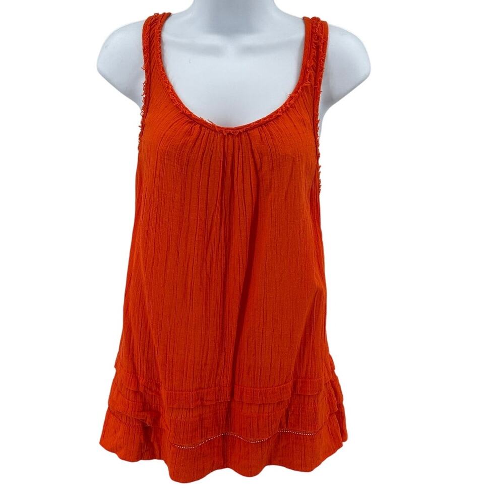 Edme & Esyllte Tank Top WMNS S Orange Pullover Crochet Lace Racerback Scoop Neck